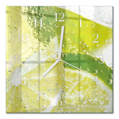 Glass clock square Water with lime