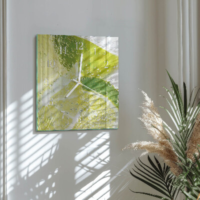 Glass clock square Water with lime