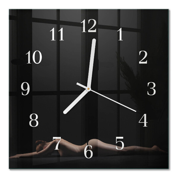Glass wall clock square Woman