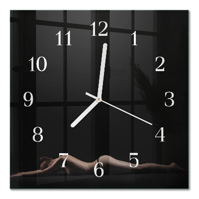 Glass wall clock square Woman