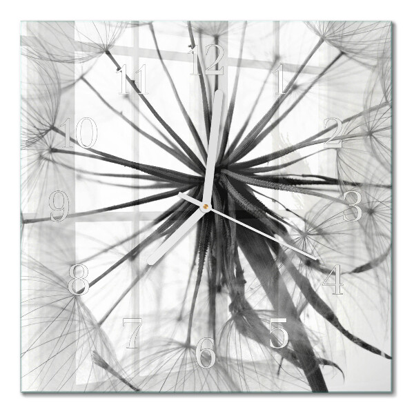 Glass clock square Dandelion