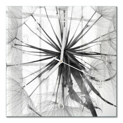 Glass clock square Dandelion