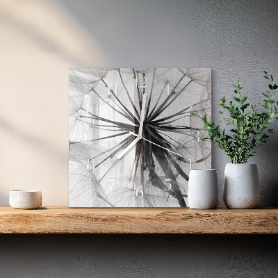Glass clock square Dandelion