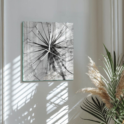 Glass clock square Dandelion