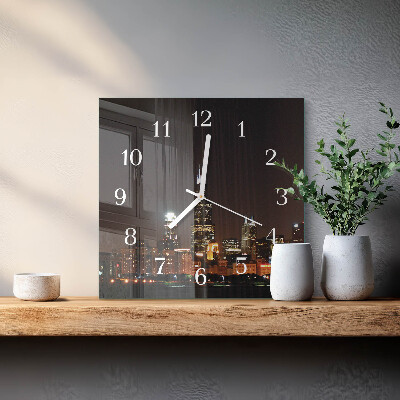 Glass wall clock square Night horizon