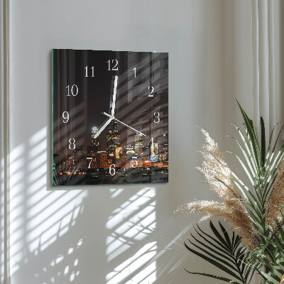 Glass wall clock square Night horizon