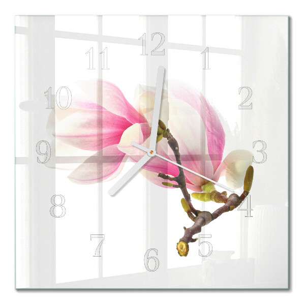 Square kitchen clock Magnolia flower