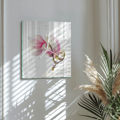 Square kitchen clock Magnolia flower