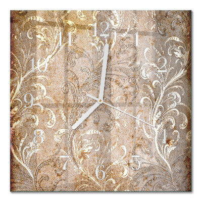 Glass clock square Floral pattern