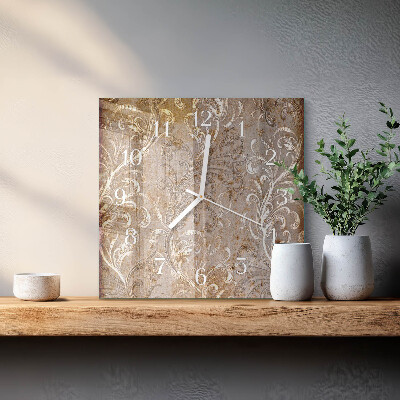 Glass clock square Floral pattern