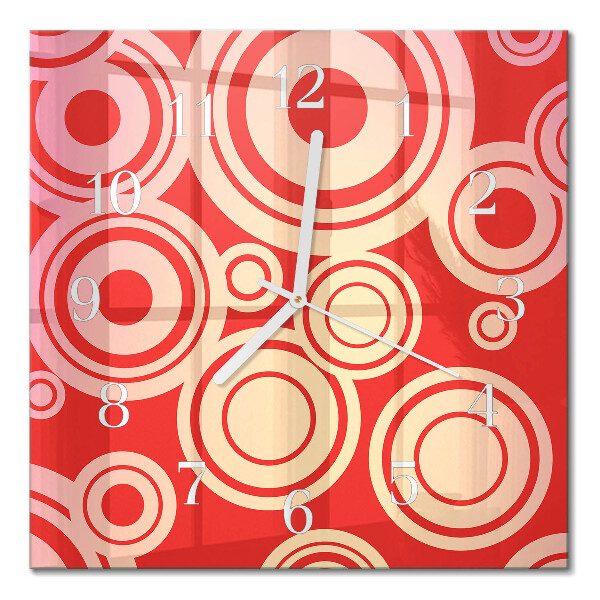 Glass clock square Red wheels