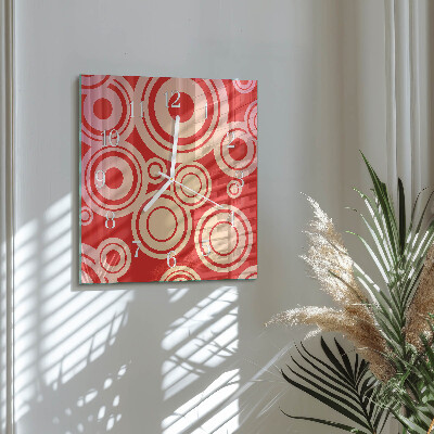 Glass clock square Red wheels