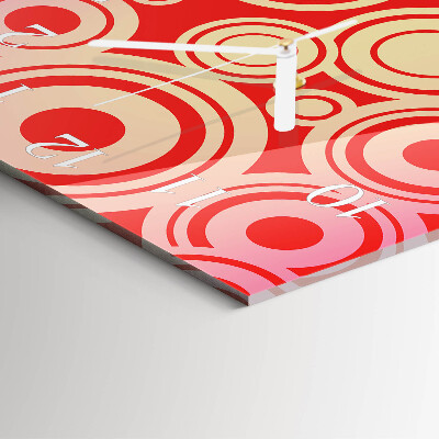 Glass clock square Red wheels
