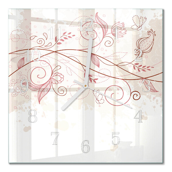 Square wall clock Floristic art