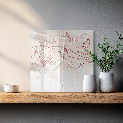 Square wall clock Floristic art