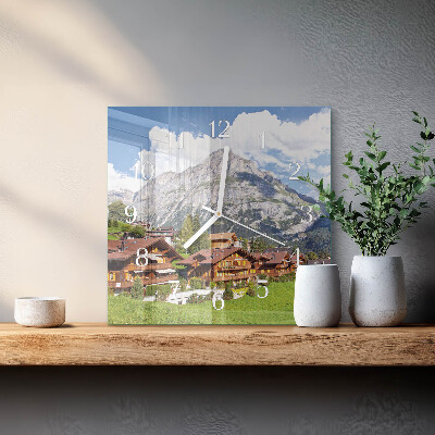 Square kitchen clock Mountains