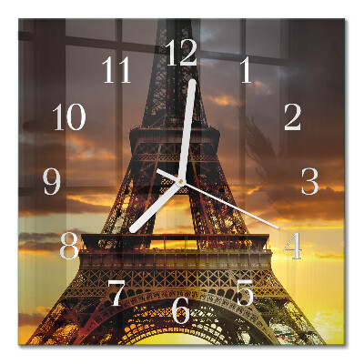 Glass clock square Eiffel tower paris