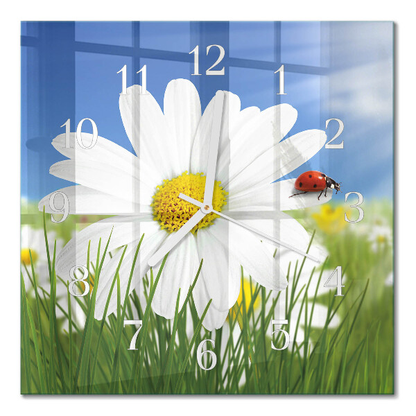 Square kitchen clock The flower and the ladybug