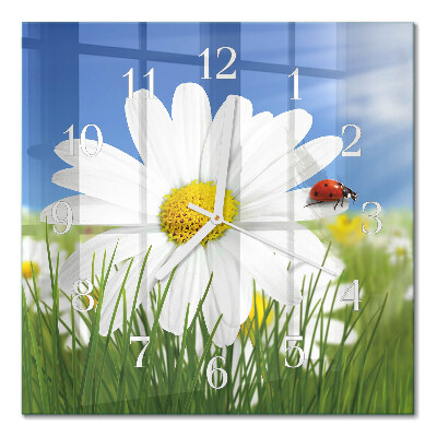Square kitchen clock The flower and the ladybug