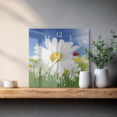 Square kitchen clock The flower and the ladybug
