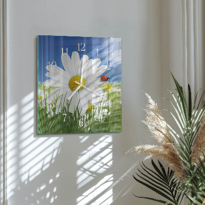 Square kitchen clock The flower and the ladybug