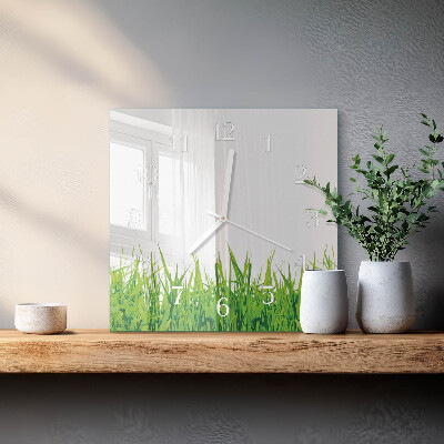 Square kitchen clock Grass