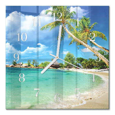 Square wall clock Palm trees on the beach