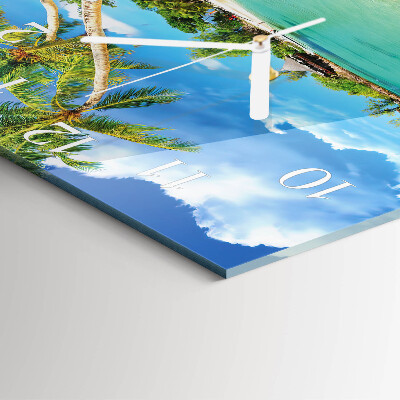Square wall clock Palm trees on the beach