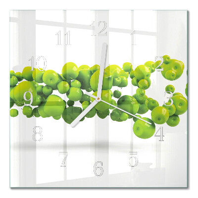 Glass wall clock square Apples