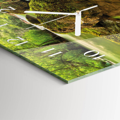 Glass wall clock square River landscape