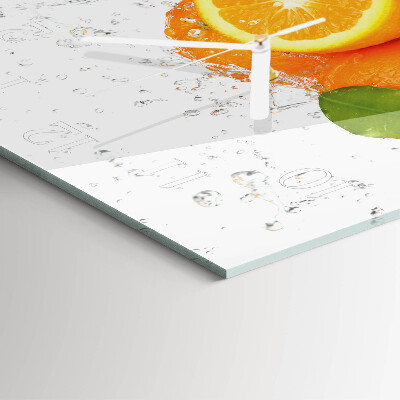 Glass clock square Oranges