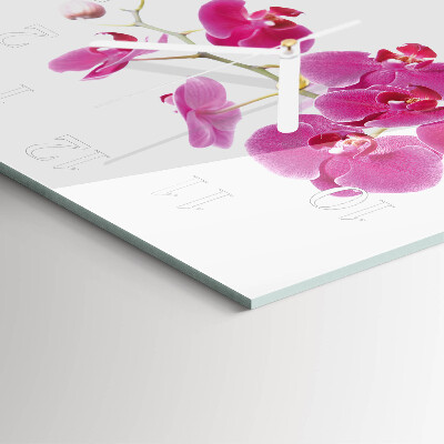 Glass wall clock square Orchid