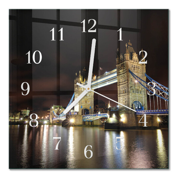 Glass wall clock square London bridge