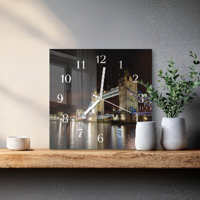 Glass wall clock square London bridge