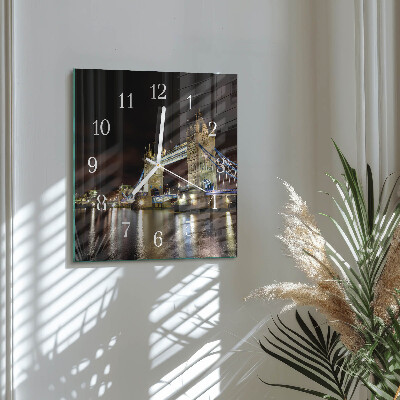Glass wall clock square London bridge