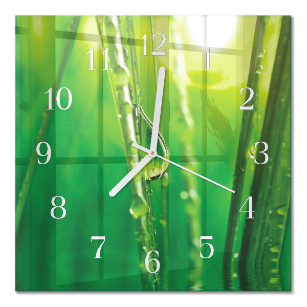 Square kitchen clock Drops on the grass