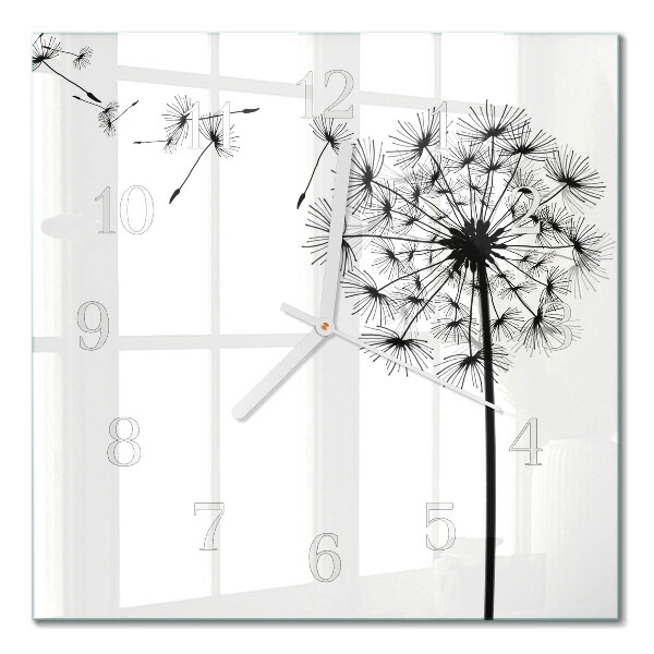 Glass clock square Dandelion