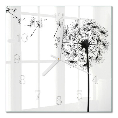 Glass clock square Dandelion