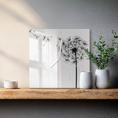 Glass clock square Dandelion