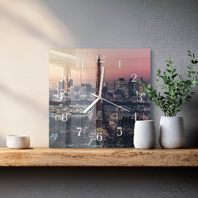Square wall clock Eiffel tower paris