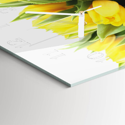 Glass clock square Tulips