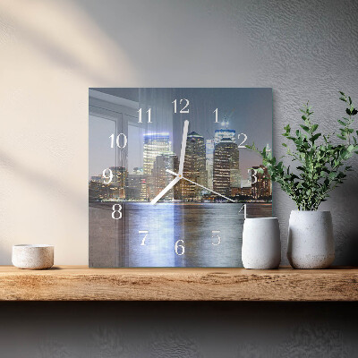 Glass wall clock square Horizon
