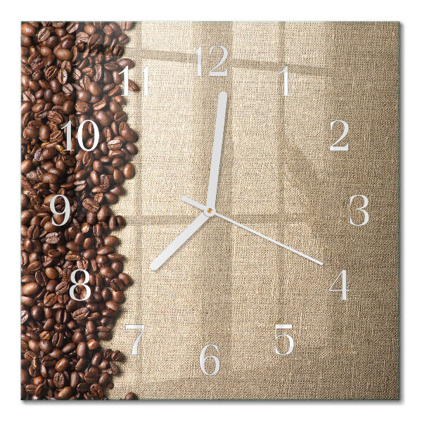 Glass clock square Coffee beans