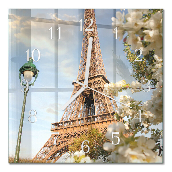 Glass clock square Eiffel tower paris