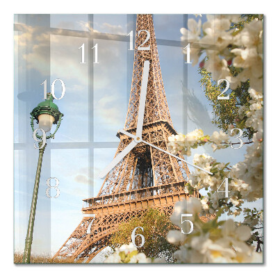 Glass clock square Eiffel tower paris