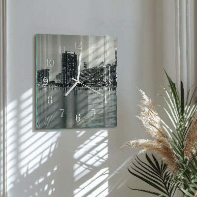 Glass wall clock square Horizon