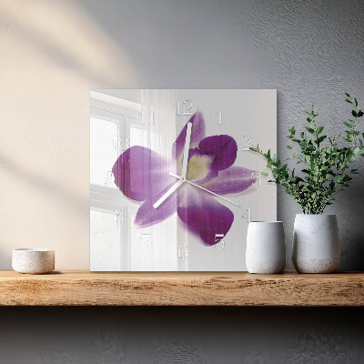 Square wall clock Orchid flower