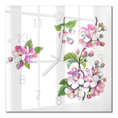 Square kitchen clock Flowers