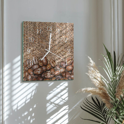 Glass clock square Coffee beans