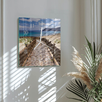 Square wall clock Beach sea
